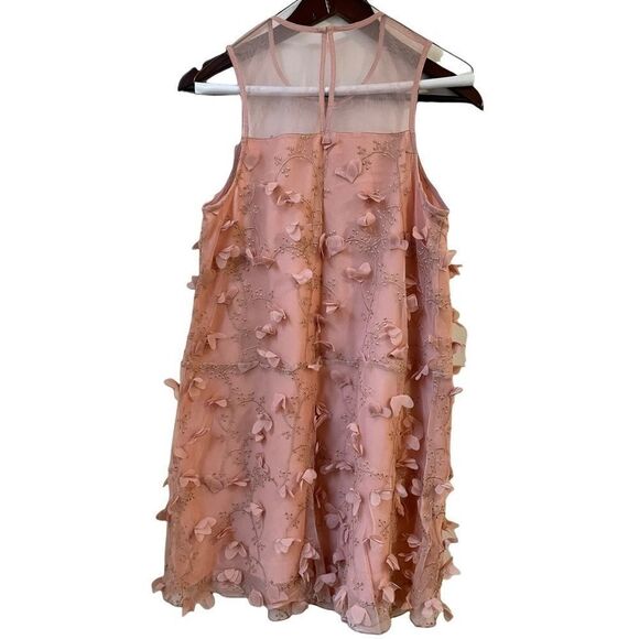 BCBGeneration Embroidered Floral Applique Chiffon Dress Size Small - Picture 3 of 10